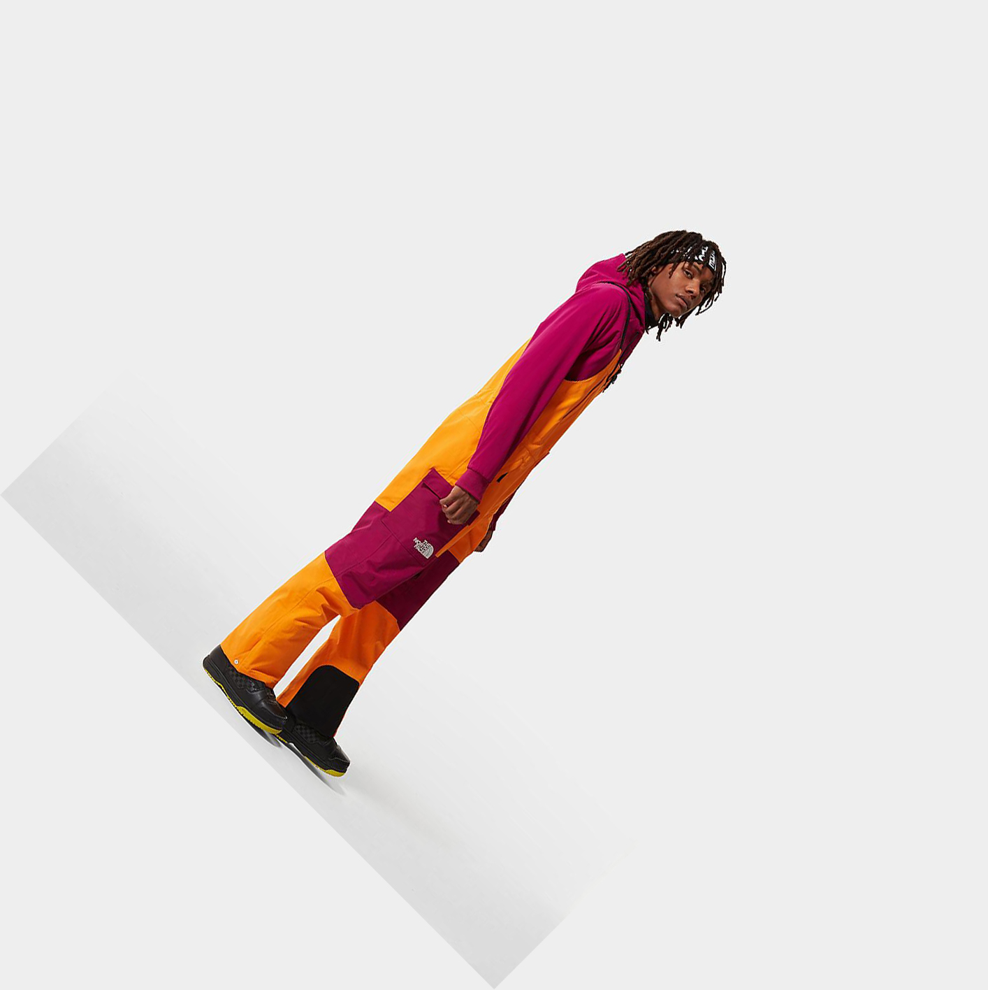 Men's The North Face DRAGLINE BIB Pants Orange Pink Black | US763XYPT