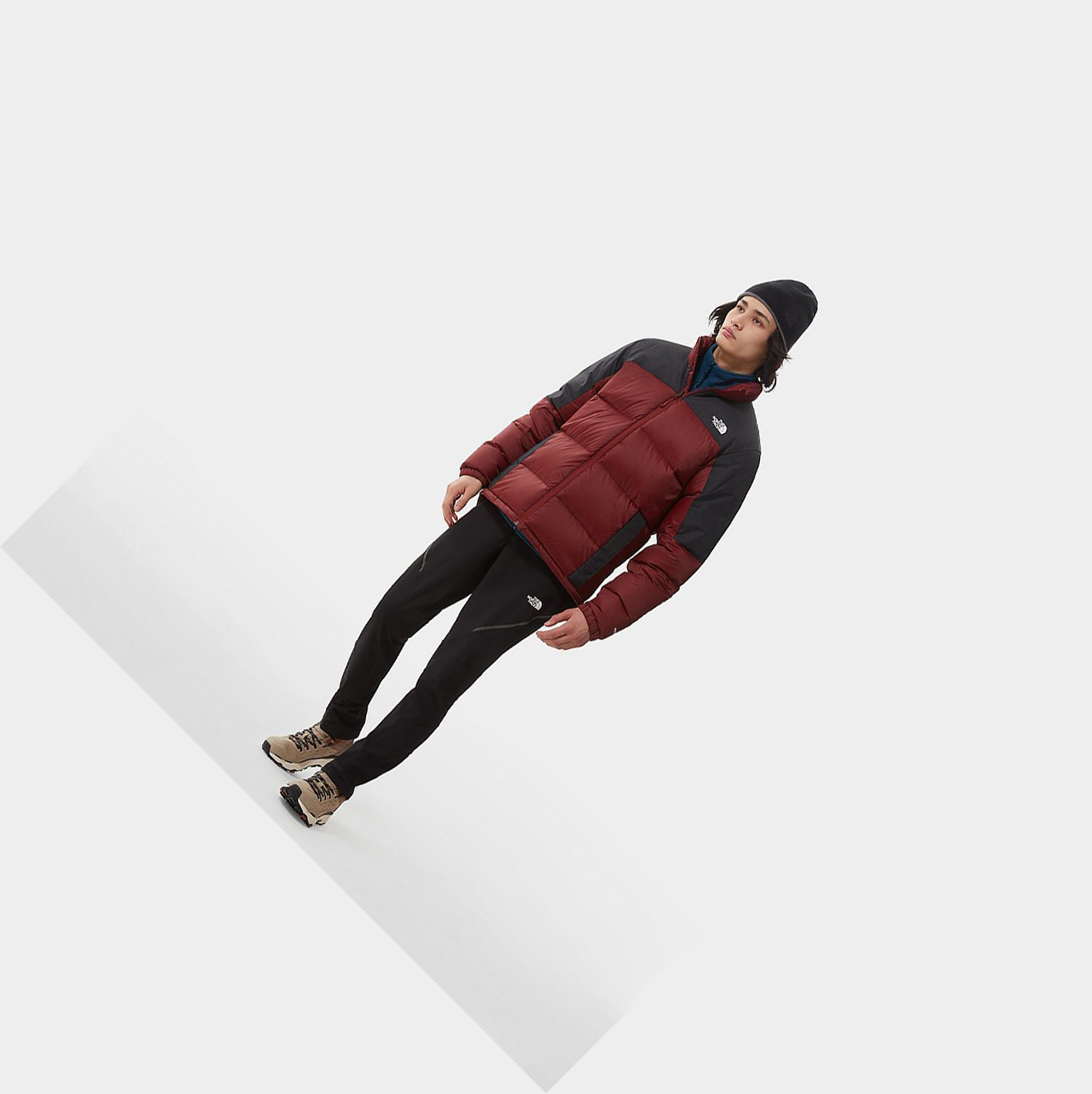 Men's The North Face Diablo Insulated Jackets Dark Red Black | US409QFIB