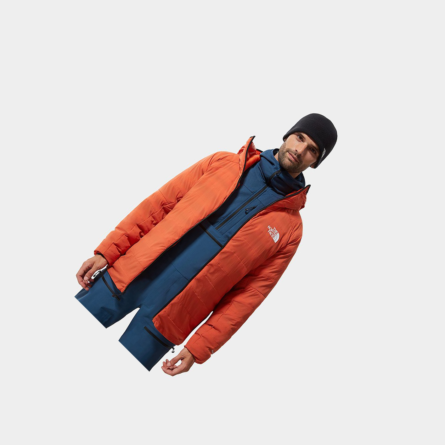 Men's The North Face L3 50/50 Hooded Insulated Jackets Orange | US203NJFO
