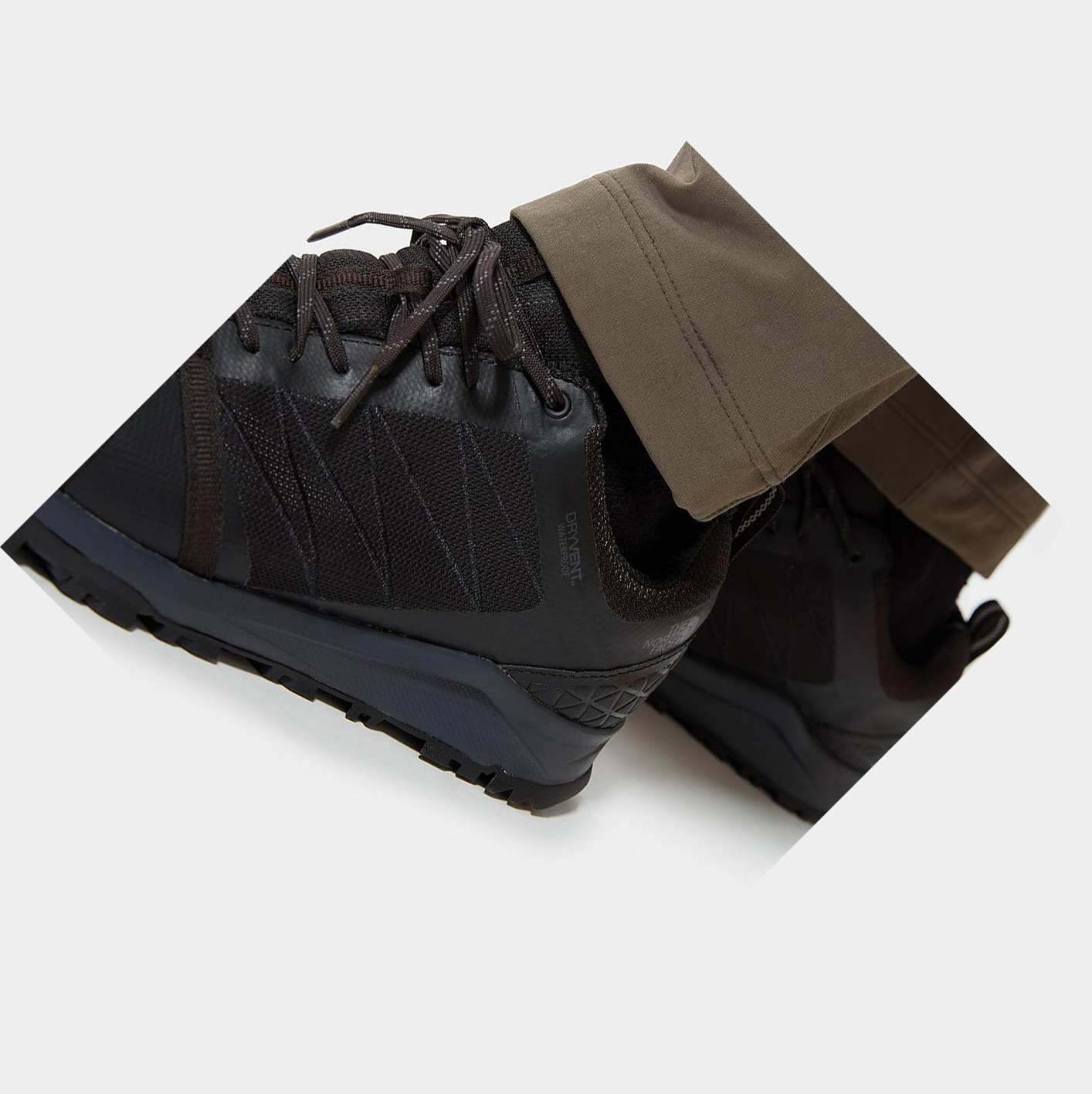 Men's The North Face Litewave Fastpack II Waterproof Hiking Shoes Black Grey | US706XYUA