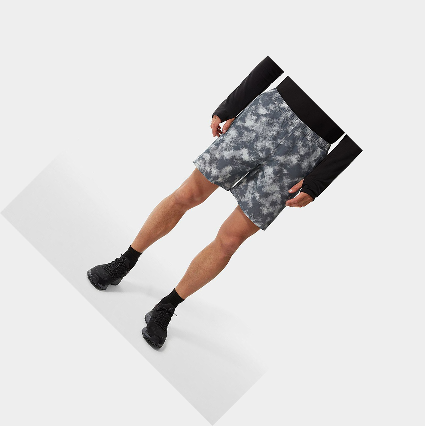 Men\'s The North Face Printed Wander Shorts Grey Camo | US287ZTGW