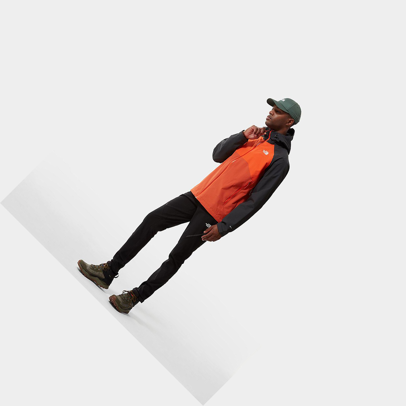 Men's The North Face Stratos Hooded Waterproof Jackets Red Orange Grey | US523HIEP