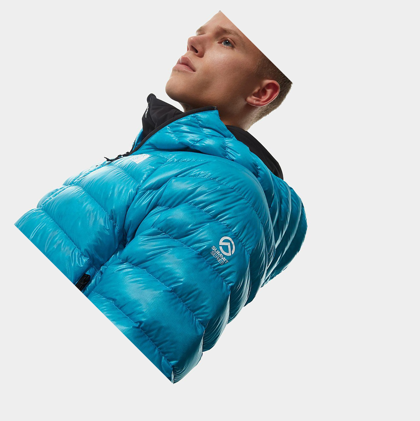 Men's The North Face Summit Hooded Down Jackets Blue | US426BRQG