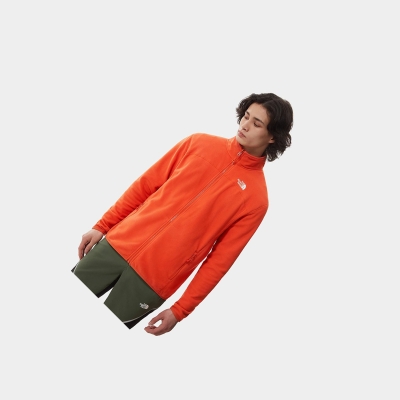 Men's The North Face 100 Glacier Full-Zip Fleece Sweatshirt Orange | US942ESTZ