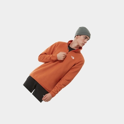 Men's The North Face 100 Glacier Quarter-Zip Fleece Jackets Orange | US143TVEN