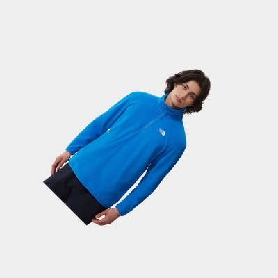 Men's The North Face 100 Glacier Quarter-Zip Fleece Sweatshirt Blue | US463QKDV