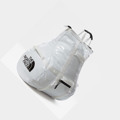 Men's The North Face BASE CAMP DUFFEL ROLLTOP BAG - EXTRA SMALL Duffle Bags White | US128EBHD