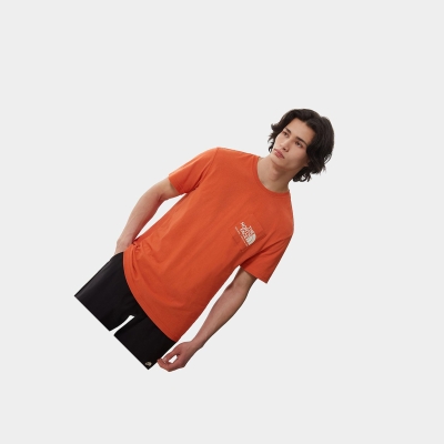 Men's The North Face Berkeley California Pocket T Shirts Orange | US176KJRC