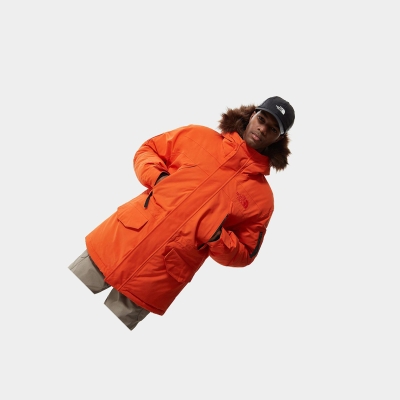Men's The North Face EXPEDITION MCMURDO Down Jackets Red Orange | US349FAZD