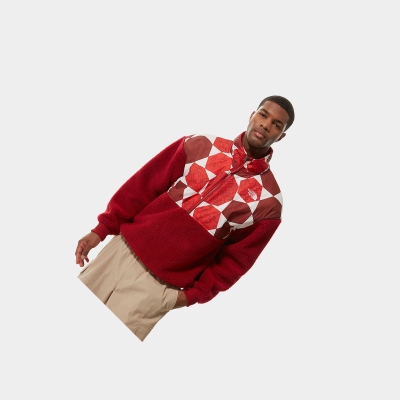 Men's The North Face PRINTED PLATTE SHERPA FLEECE Sweatshirt Red | US923CESJ