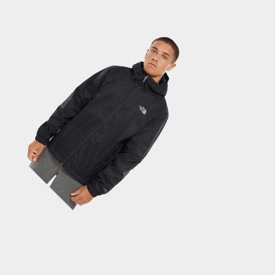 Men's The North Face Quest Hooded Waterproof Jackets Black | US729PRNO