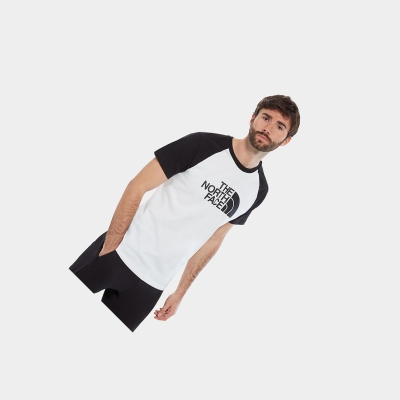 Men's The North Face Raglan Easy T Shirts White Black | US421FQHX