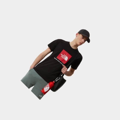 Men's The North Face Raglan Redbox T Shirts Black | US914ZYRQ