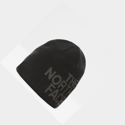 Men's The North Face Reversible TNF Banner Beanies Black Grey | US501FXTA