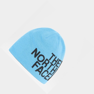 Men's The North Face Reversible TNF Banner Beanies Blue Black | US683WMLJ