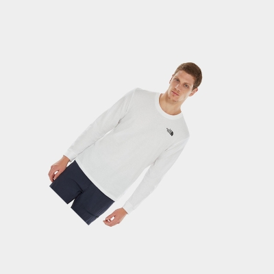 Men's The North Face Simple Dome Long-Sleeve T Shirts White | US518AGKD