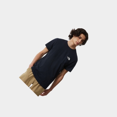 Men's The North Face Simple Dome T Shirts Navy White | US098LFZJ
