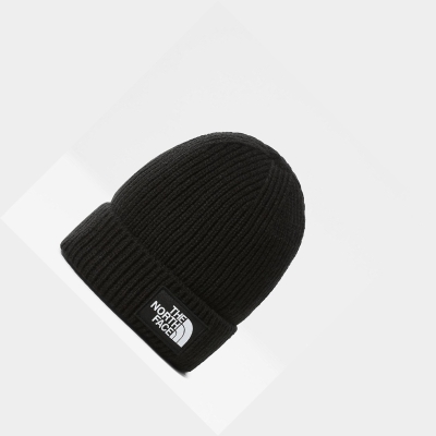 Men's The North Face TNF Logo Box Cuffed Beanies Black | US932QIZW