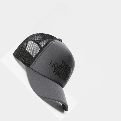 Men's The North Face TNF Logo Trucker Caps Grey Black | US827JEKI