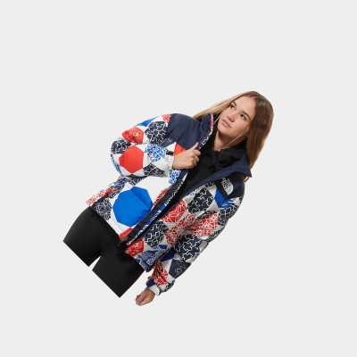 Women's The North Face 1996 Printed Retro Nuptse Insulated Jackets Blue | US694YLHE