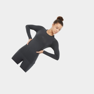 Women's The North Face Active Long Sleeve T Shirts Grey Black | US718WIQC