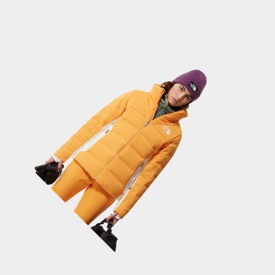 Women's The North Face Amry Down Jackets Orange White | US841WUAI