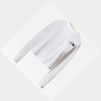 Women's The North Face CROPPED LONG-SLEEVE T Shirts White | US514PZYI