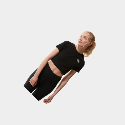 Women's The North Face CROP T Shirts Black | US849NJEU