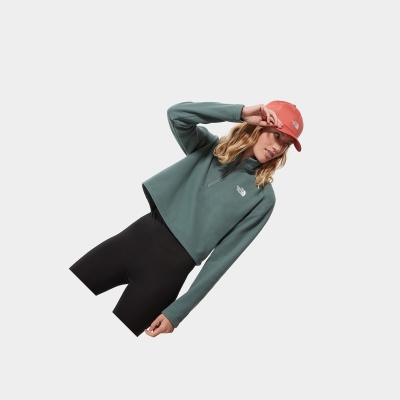 Women's The North Face Cropped Glacier Fleece Sweatshirt Green | US243HFAM