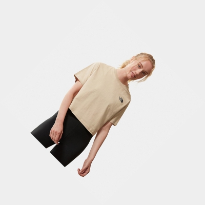 Women's The North Face Cropped Simple Dome T Shirts Light Brown | US761LYAU