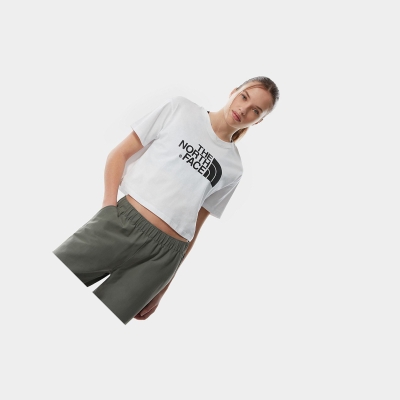 Women's The North Face EASY CROPPED T Shirts White | US072IREZ