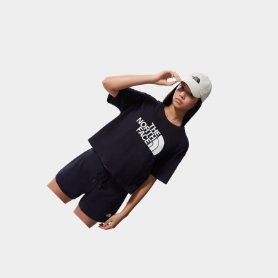 Women's The North Face EASY CROPPED T Shirts Navy | US094ANMS