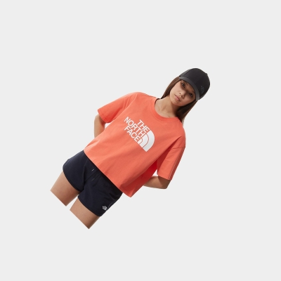 Women's The North Face EASY CROPPED T Shirts Orange | US217DTMQ