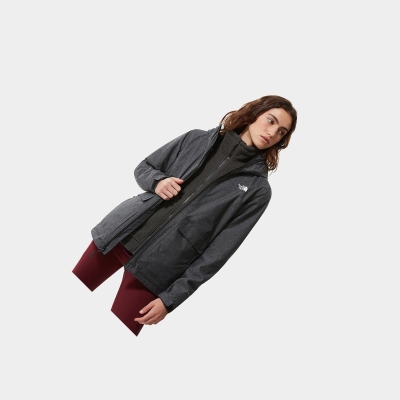 Women's The North Face New Fleece Triclimate Waterproof Jackets Black Grey | US527EWJX