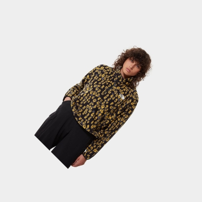 Women's The North Face Printed TKA Kataka ¼ Zip Fleece Jackets Yellow Leopard | US835DXPC