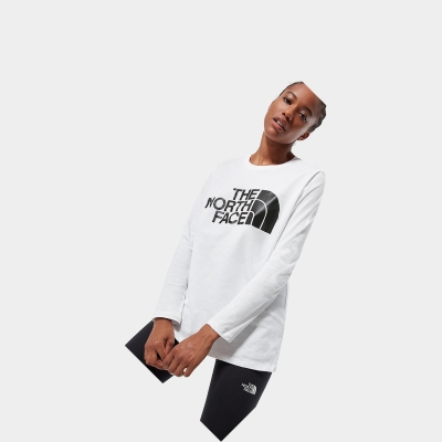 Women's The North Face Standard Long-Sleeve T Shirts White | US124DSVE