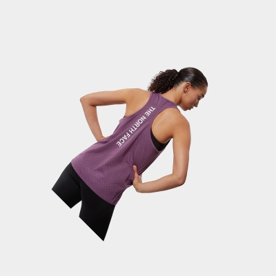 Women's The North Face Train N Logo Tanks Purple | US476DGSL